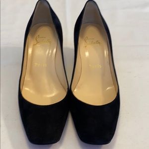 Christian Louboutin Sz-37 suede shoe, crystal heel